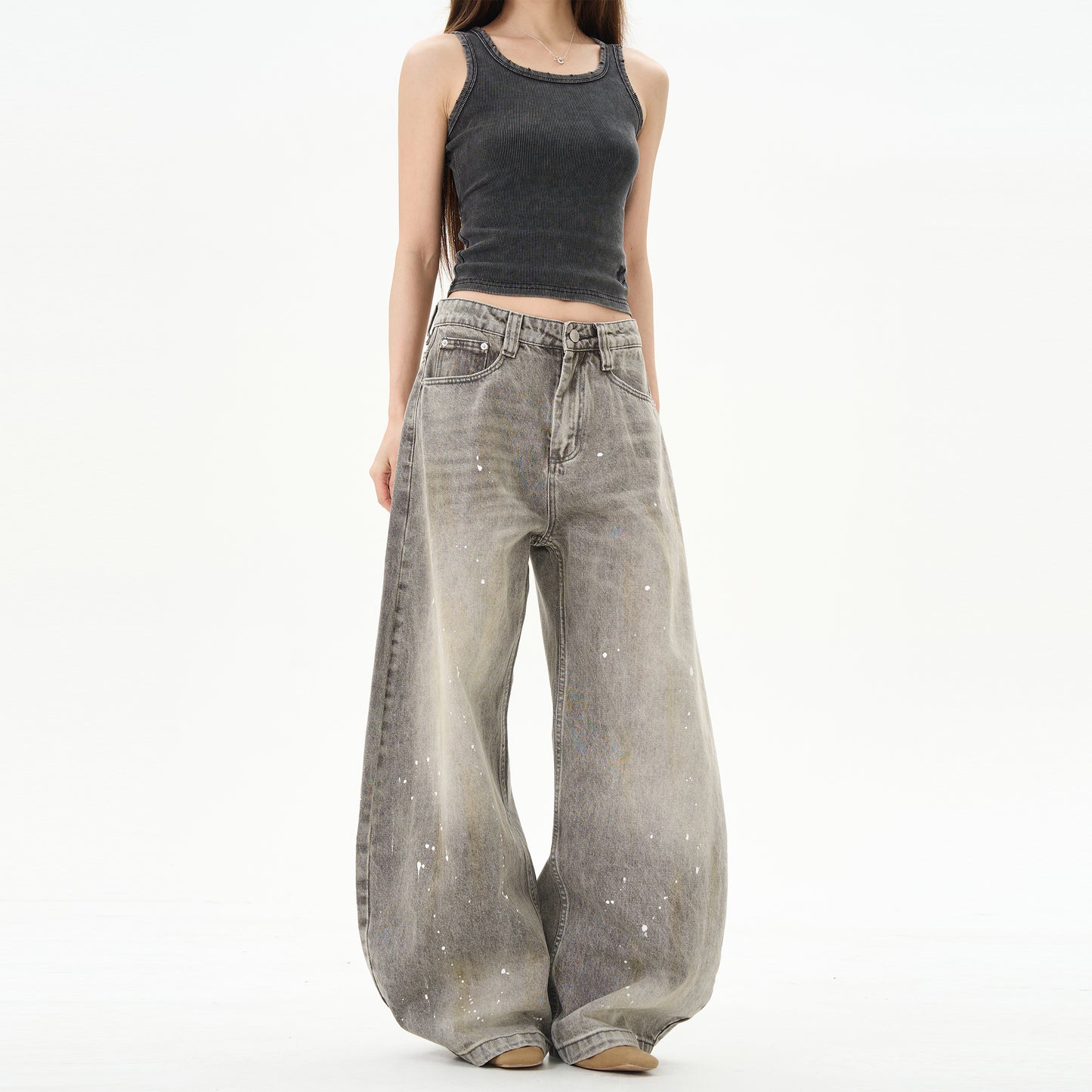 HDB.11: Unisex Ink-splashed baggy jeans