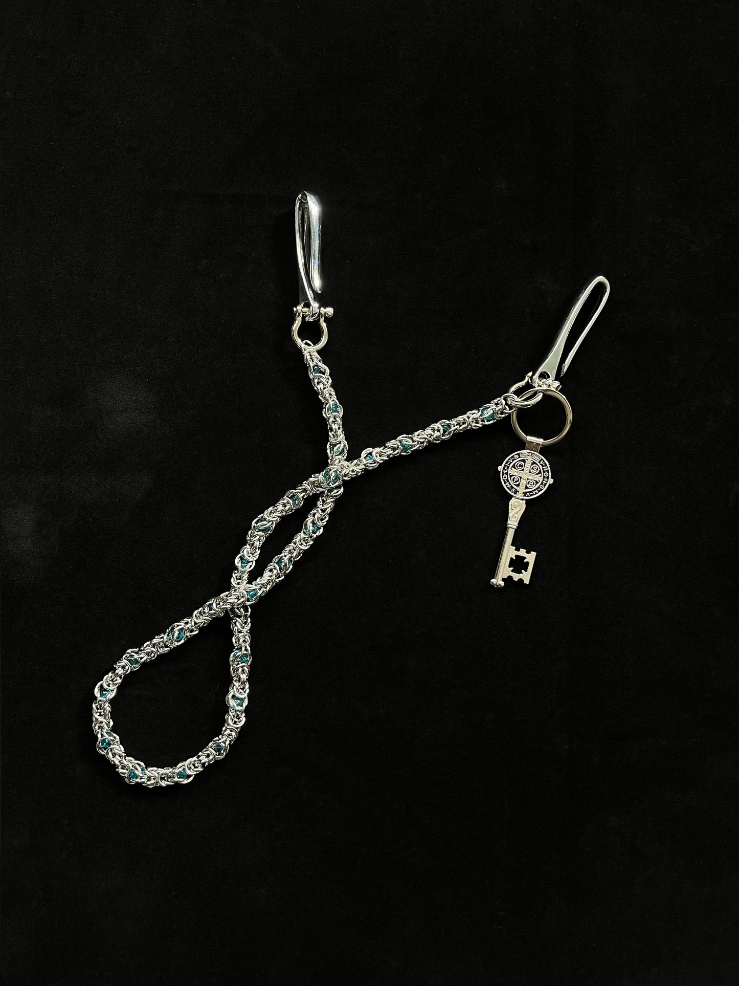 Blue key pendant waist chain