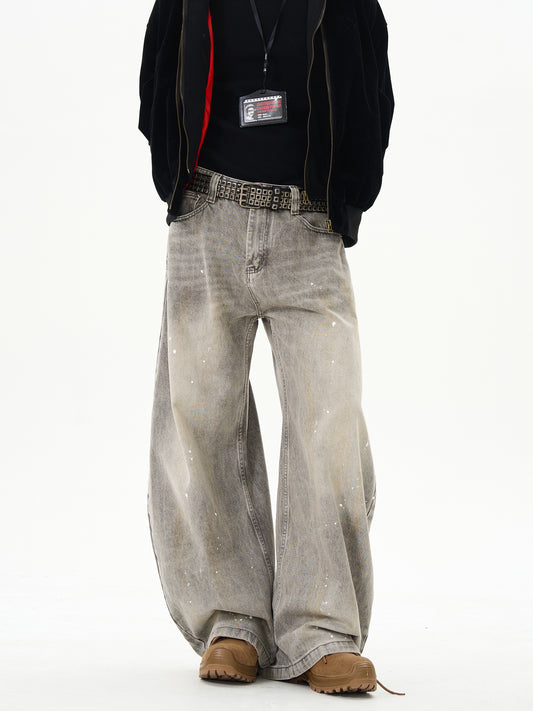 HDB.11: Unisex Ink-splashed baggy jeans