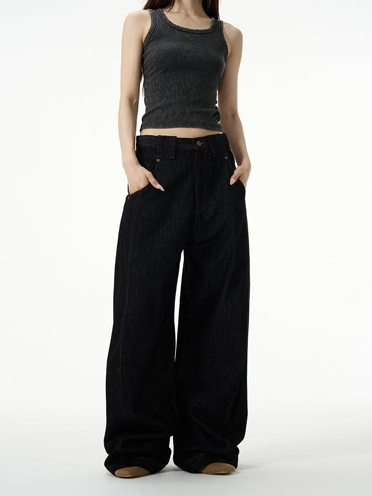 HDB.02: Black baggy denim jeans - unisex
