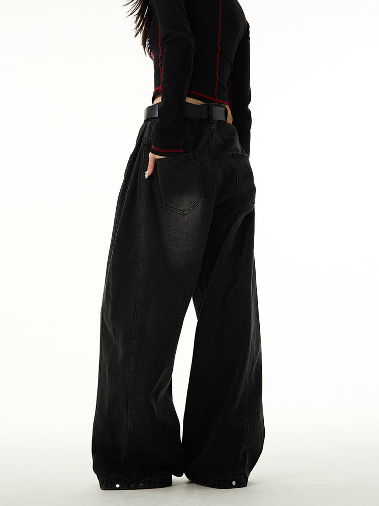 HDB.07: Black straight baggy jeans