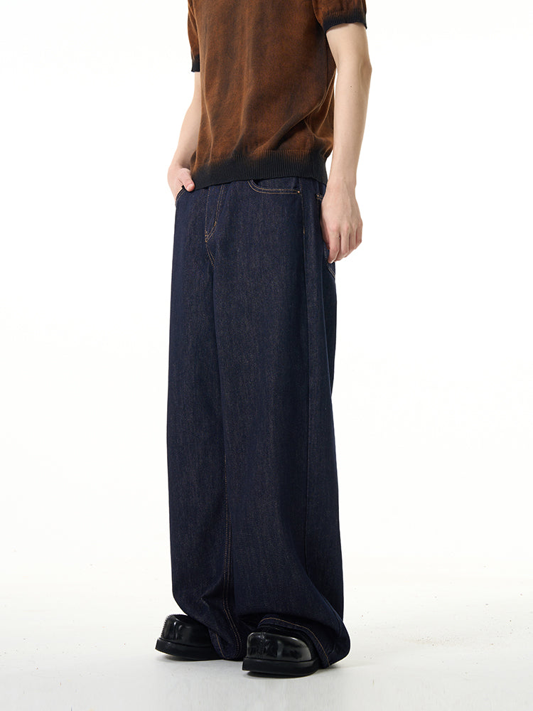 HDB.04: Unisex dark blue wide-leg Japanese raw denim jeans