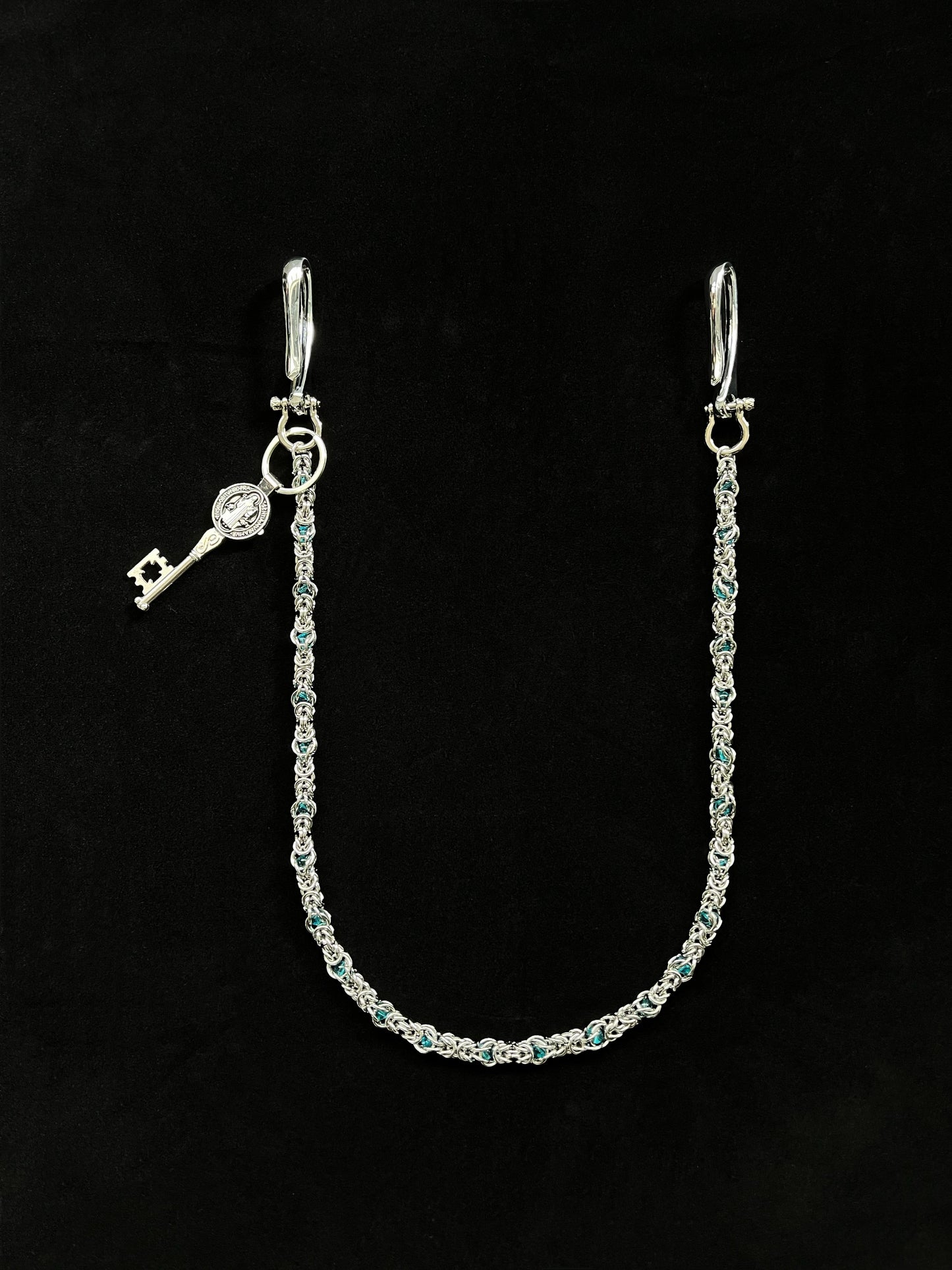 Blue key pendant waist chain