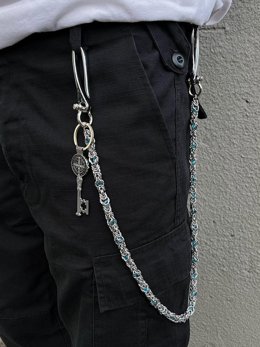 Blue key pendant waist chain