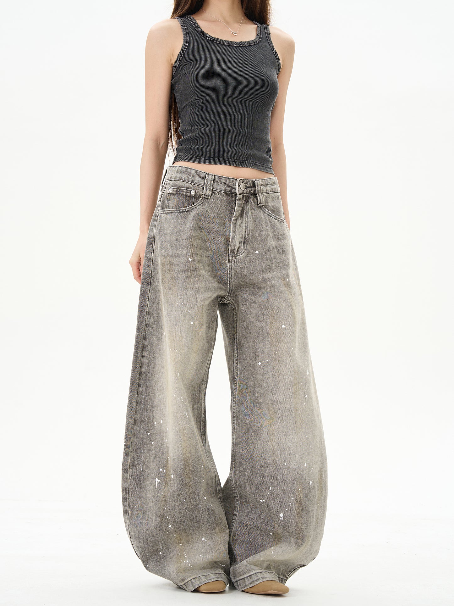HDB.11: Unisex Ink-splashed baggy jeans