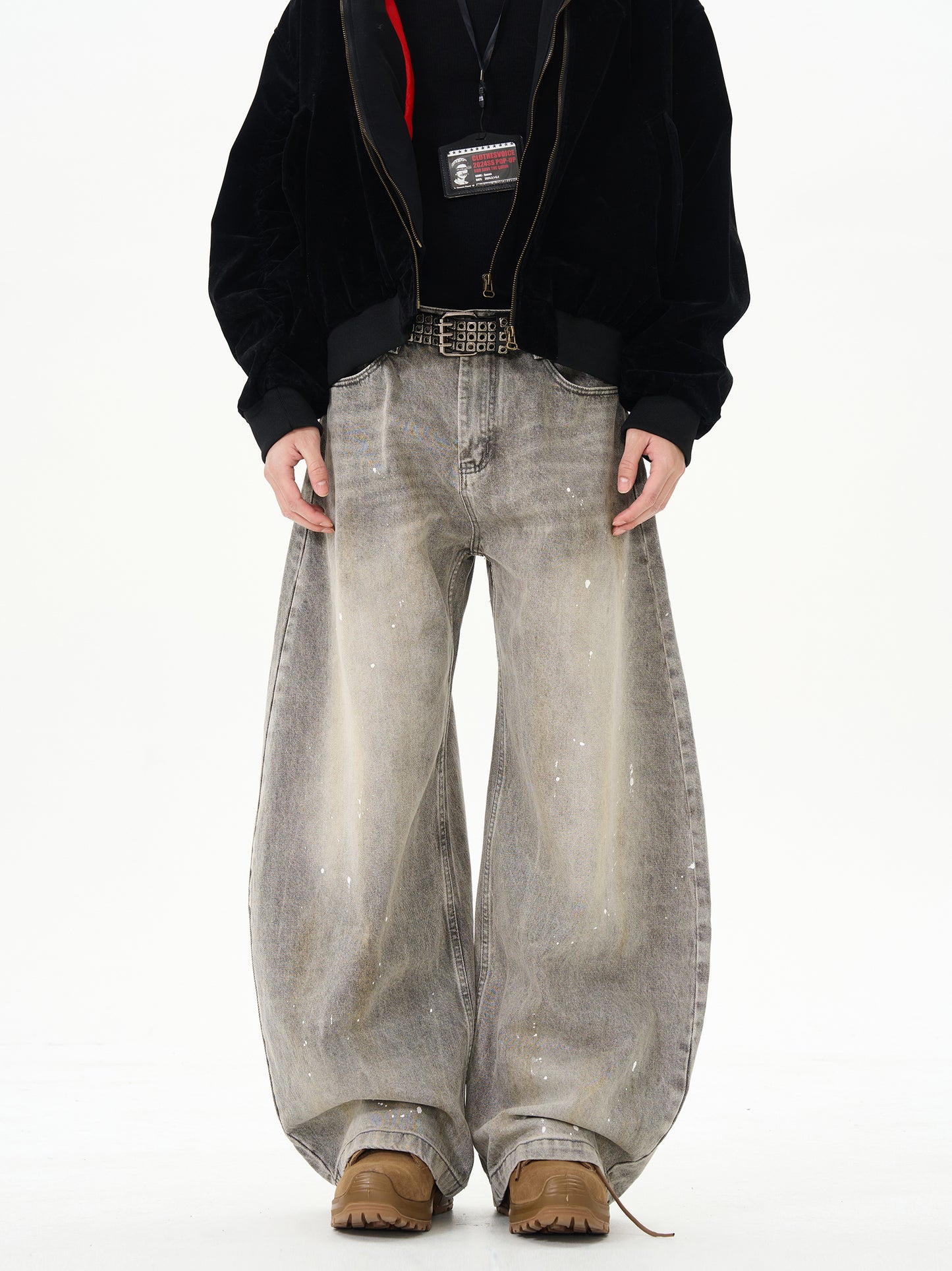 HDB.11: Unisex Ink-splashed baggy jeans