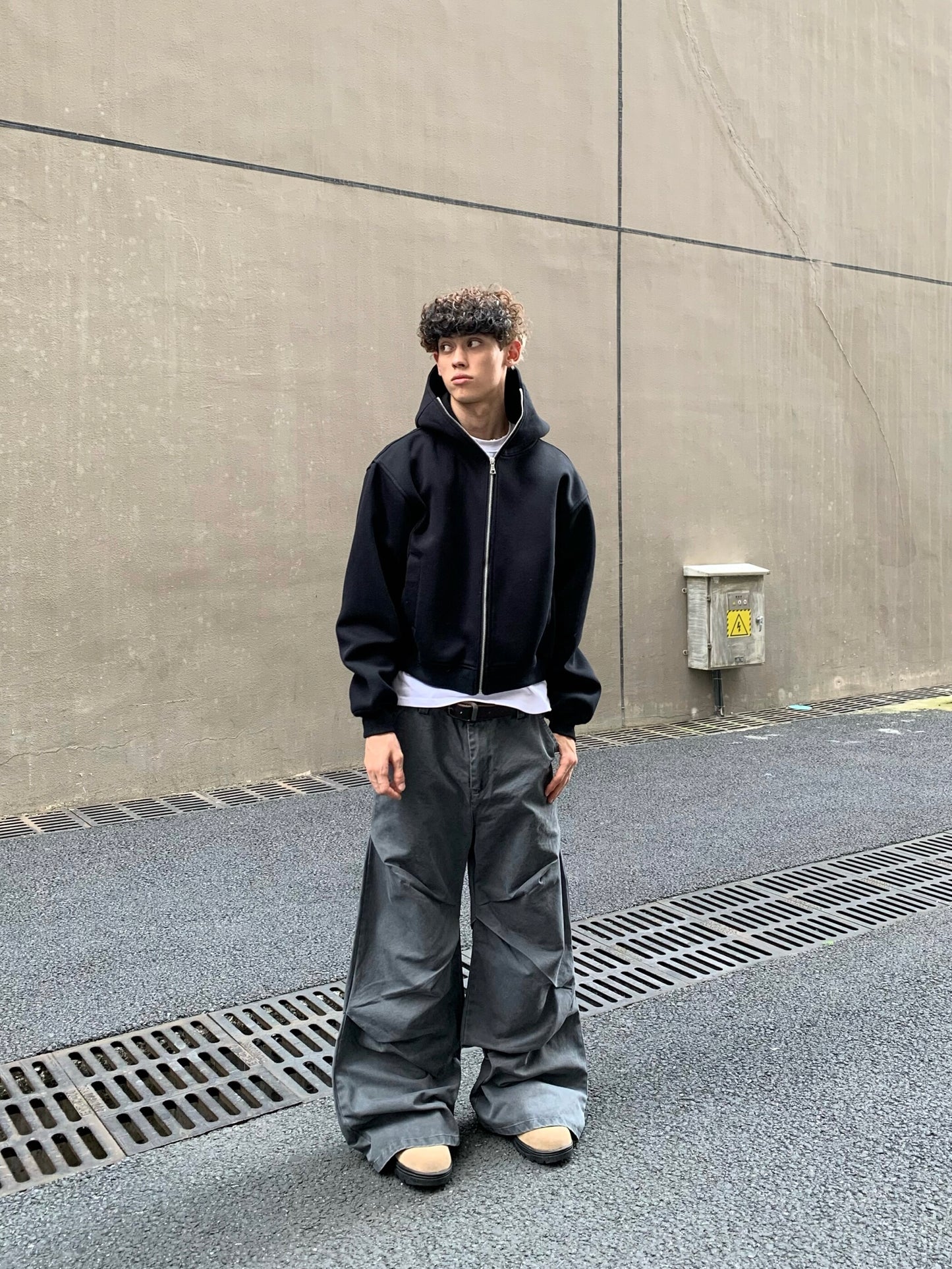 Solid colour zip up hoodie jacket