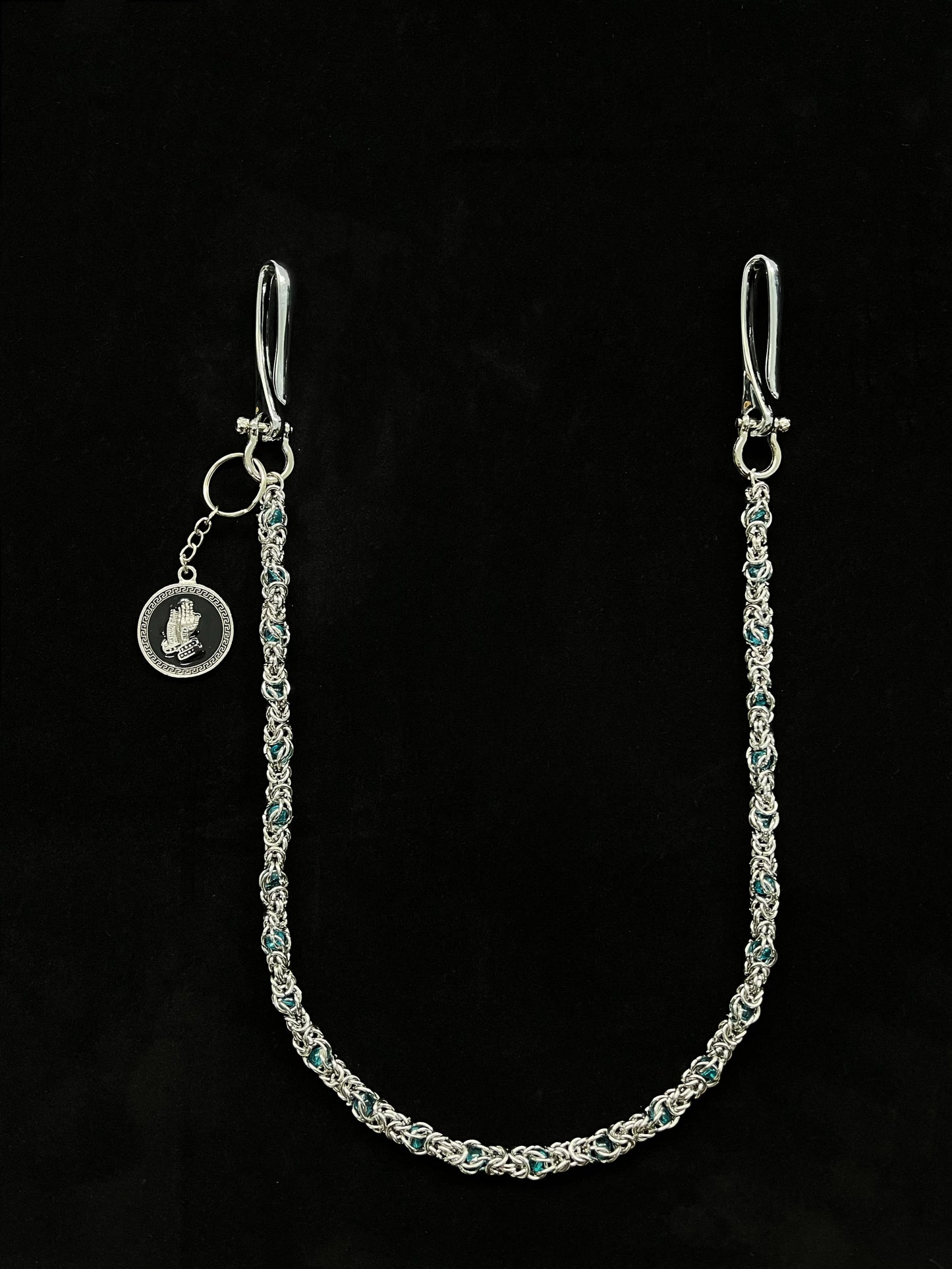Blue key pendant waist chain